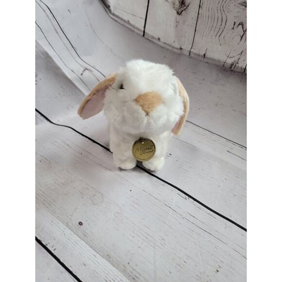 Miyoni by Aurora Rabbit Bunny White Tan ears 6” Plush Stuffed Animal Soft Easter - Picture 2 of 9